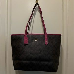 Coach Brown and Pink Tote Bag